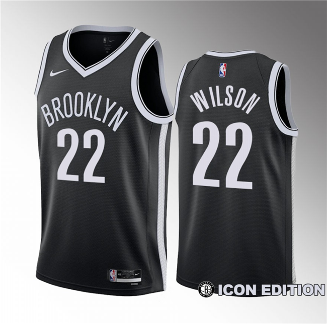 Men's Brooklyn Nets #22 Jalen Wilson Black 2023 Draft Icon Edition Stitched Basketball Jersey Men's Brooklyn Nets #22 Jalen Wilson Black 2023 Draft Icon Edition Stitched Basketball Jersey
