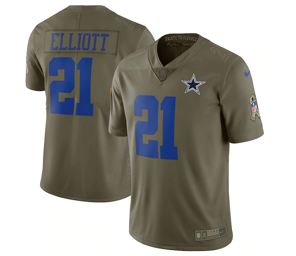 Men's Dallas Cowboys Customized Olive Salute To Service Limited Stitched Jersey Men's Dallas Cowboys Customized Olive Salute To Service Limited Stitched Jersey