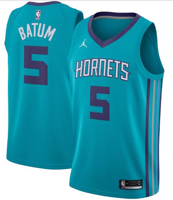 Men's Charlotte Hornets #5 Nicolas Batum Teal Icon Edition Swingman Stitched Jersey Men's Charlotte Hornets #5 Nicolas Batum Teal Icon Edition Swingman Stitched Jersey