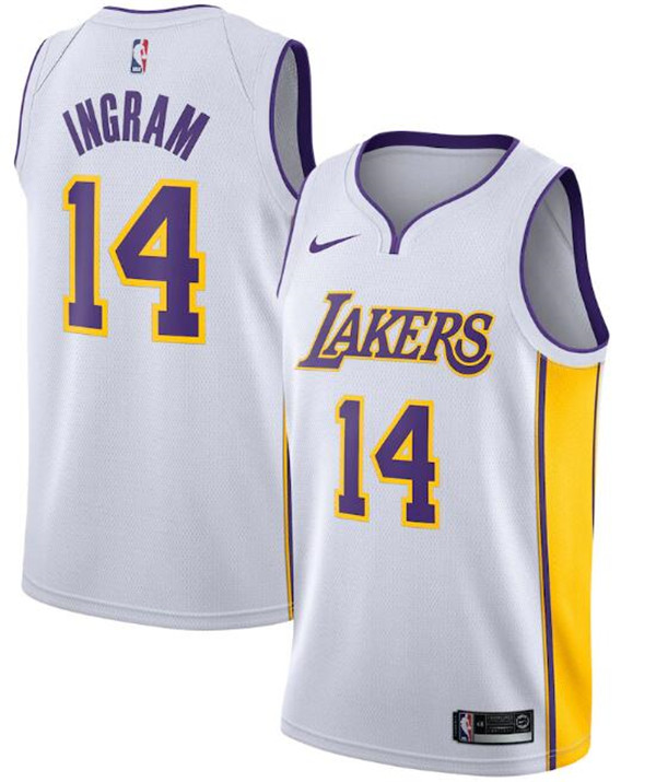 Men's Los Angeles Lakers #14 Brandon Ingram White NBA Association Edition Stitched Jersey Men's Los Angeles Lakers #14 Brandon Ingram White NBA Association Edition Stitched Jersey