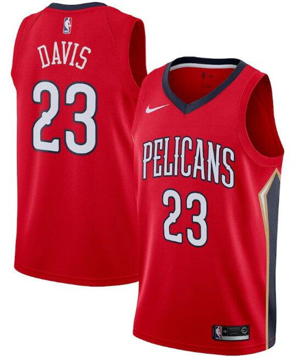 Men's New Orleans Pelicans #23 Anthony Davis Red NBA Statement Edition Stitched Jersey Men's New Orleans Pelicans #23 Anthony Davis Red NBA Statement Edition Stitched Jersey