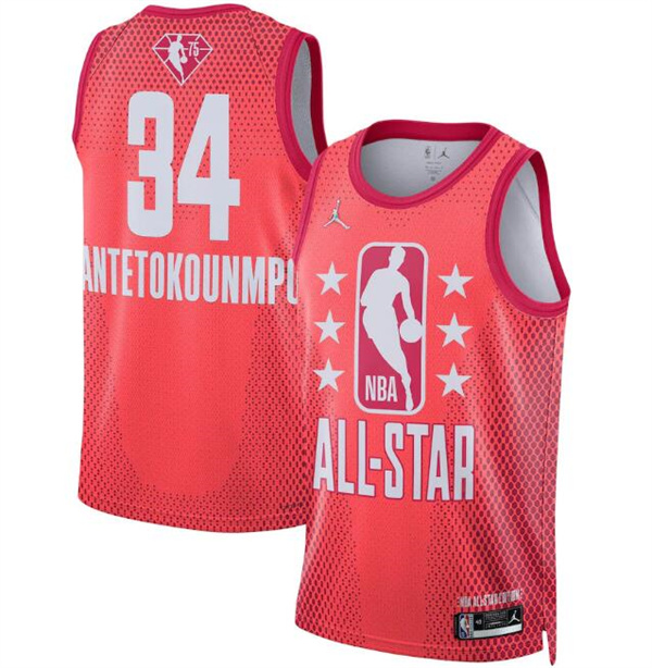 Men's 2022 All-Star #34 Giannis Antetokounmpo Maroon Stitched Basketball Jersey Men's 2022 All-Star #34 Giannis Antetokounmpo Maroon Stitched Basketball Jersey