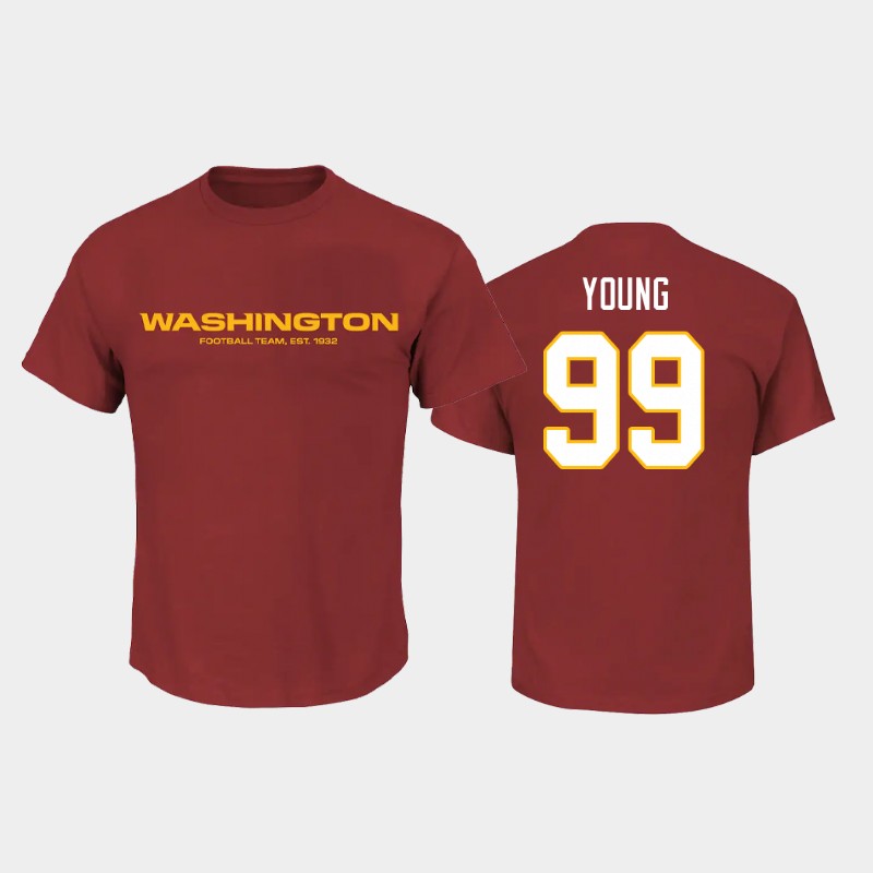 Men's Washington Football Team #99 Chase Young 2020 Red NFL Name & Number T-Shirt Men's Washington Football Team #99 Chase Young 2020 Red NFL Name & Number T-Shirt