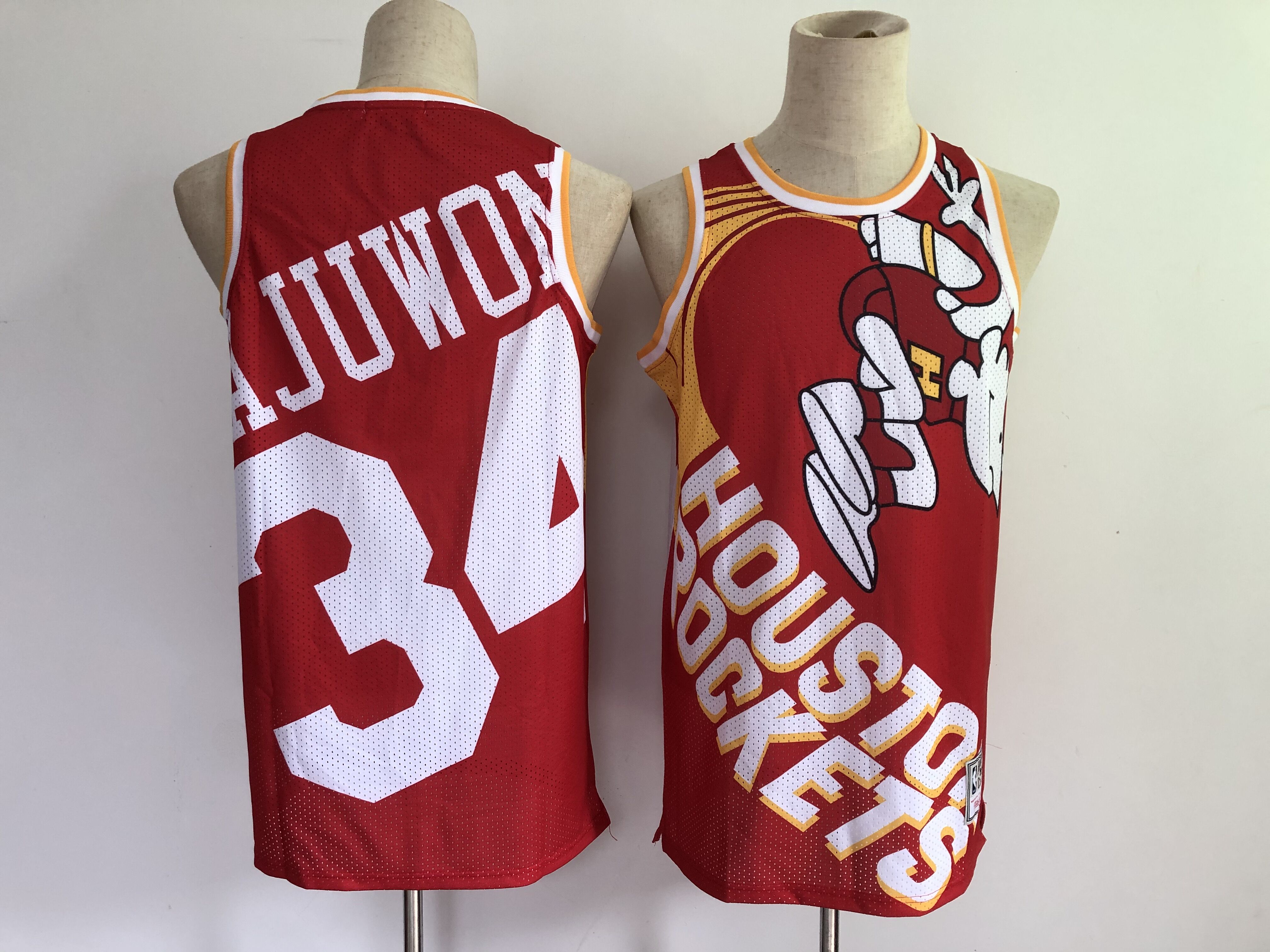 Men's Houston Rockets #34 Hakeem Olajuwon Red Big Face Stitched Jersey Men's Houston Rockets #34 Hakeem Olajuwon Red Big Face Stitched Jersey