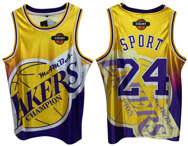 Men's Los Angeles Lakers #24 Kobe Bryant Yellow Print Basketball Jersey Men's Los Angeles Lakers #24 Kobe Bryant Yellow Print Basketball Jersey