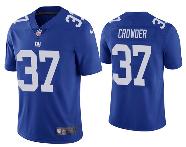 Men's New York Giants #37 Tae Crowder Blue Vapor Untouchable Limited Stitched Jersey Men's New York Giants #37 Tae Crowder Blue Vapor Untouchable Limited Stitched Jersey