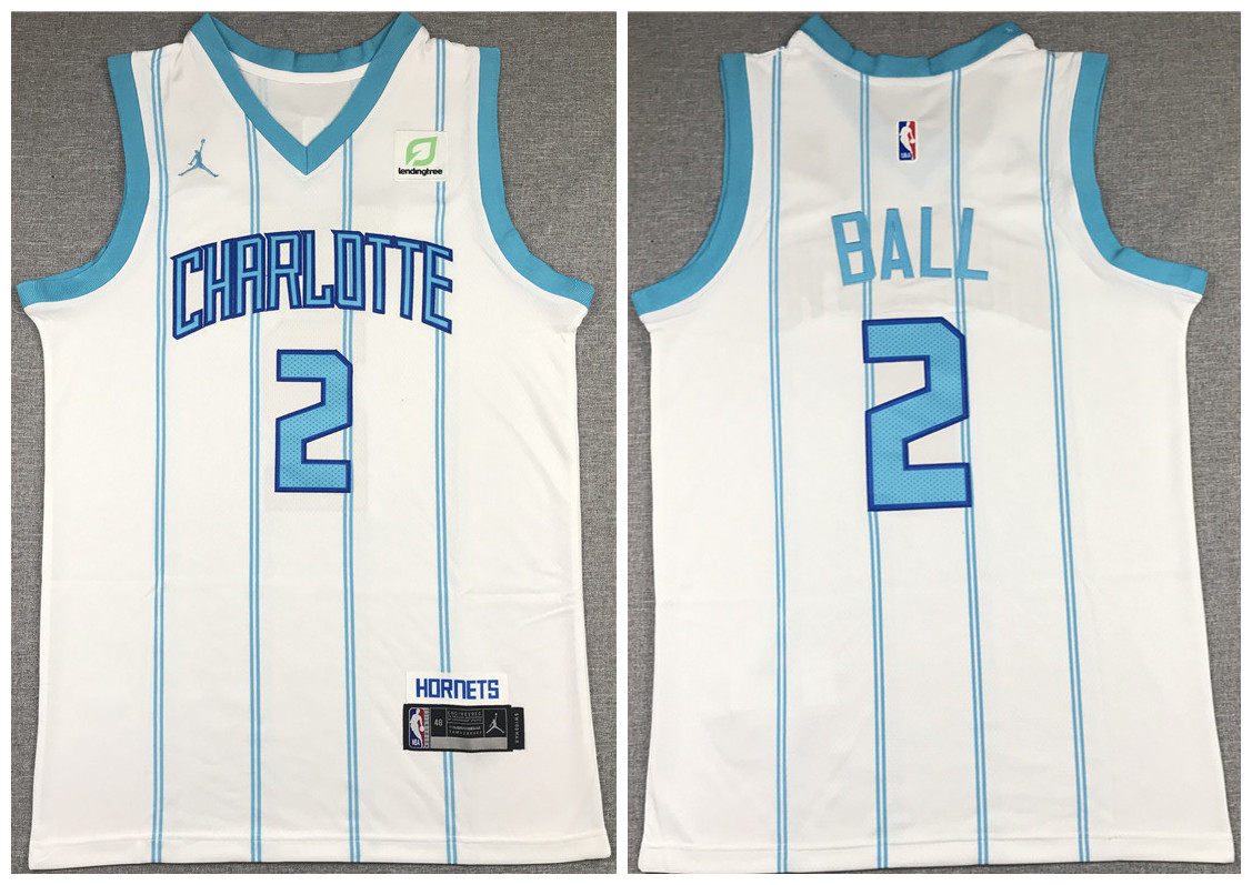 Men's Charlotte Hornets #2 LaMelo Ball Light Blue and White Stitched Jersey Men's Charlotte Hornets #2 LaMelo Ball Light Blue and White Stitched Jersey