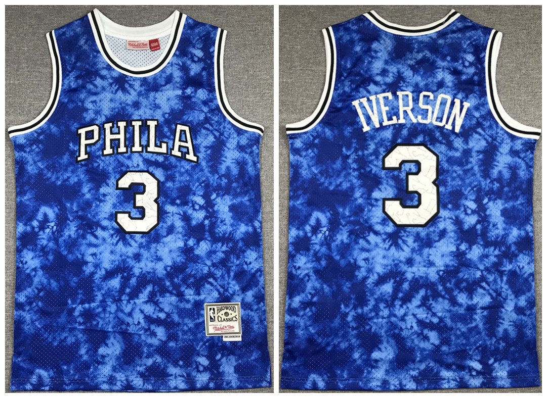 Men's Philadelphia 76ers #3 Allen Iverson Blue Classics Stitched Jersey Men's Philadelphia 76ers #3 Allen Iverson Blue Classics Stitched Jersey