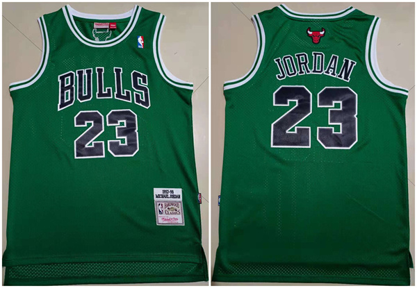 Men's Chicago Bulls #23 Michael Jordan Green Throwback Stitched Basketball Jersey Men's Chicago Bulls #23 Michael Jordan Green Throwback Stitched Basketball Jersey