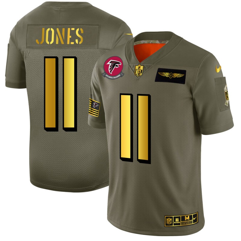 Atlanta Falcons #11 Julio Jones NFL Men's Nike Olive Gold 2019 Salute to Service Limited Jersey Atlanta Falcons #11 Julio Jones NFL Men's Nike Olive Gold 2019 Salute to Service Limited Jersey