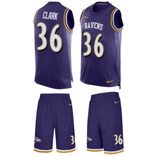 Nike Ravens #36 Chuck Clark Purple Team Color Men's Stitched NFL Limited Tank Top Suit Jersey