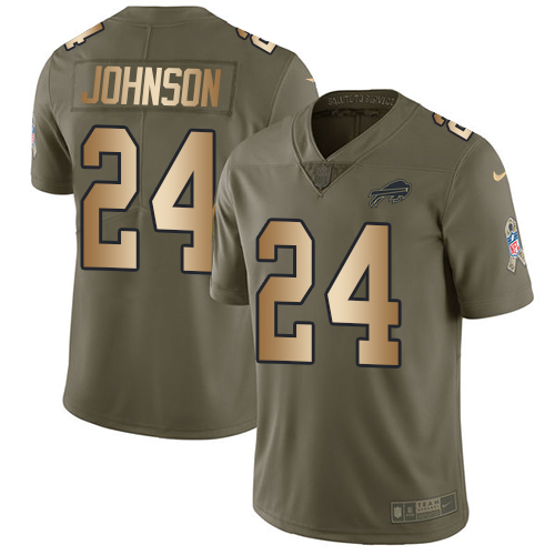 Nike Bills #24 Taron Johnson Olive/Gold Men's Stitched NFL Limited 2017 Salute To Service Jersey Nike Bills #24 Taron Johnson Olive/Gold Men's Stitched NFL Limited 2017 Salute To Service Jersey