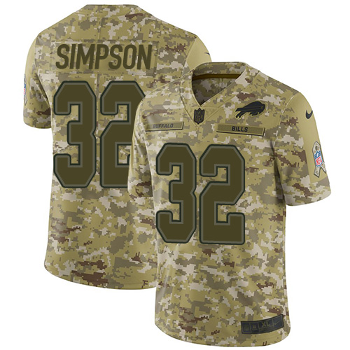 Nike Bills #32 O. J. Simpson Camo Men's Stitched NFL Limited 2018 Salute To Service Jersey Nike Bills #32 O. J. Simpson Camo Men's Stitched NFL Limited 2018 Salute To Service Jersey