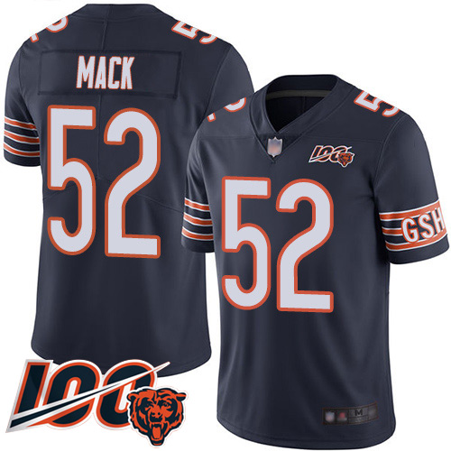 Nike Bears #52 Khalil Mack Navy Blue Team Color Men's Stitched NFL 100th Season Vapor Limited Jersey Nike Bears #52 Khalil Mack Navy Blue Team Color Men's Stitched NFL 100th Season Vapor Limited Jersey