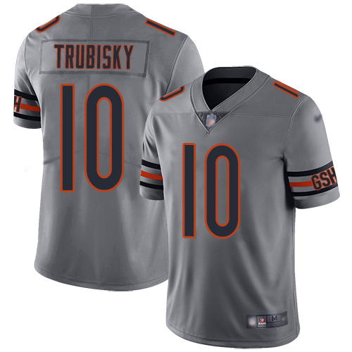 Nike Bears #10 Mitchell Trubisky Silver Men's Stitched NFL Limited Inverted Legend Jersey Nike Bears #10 Mitchell Trubisky Silver Men's Stitched NFL Limited Inverted Legend Jersey
