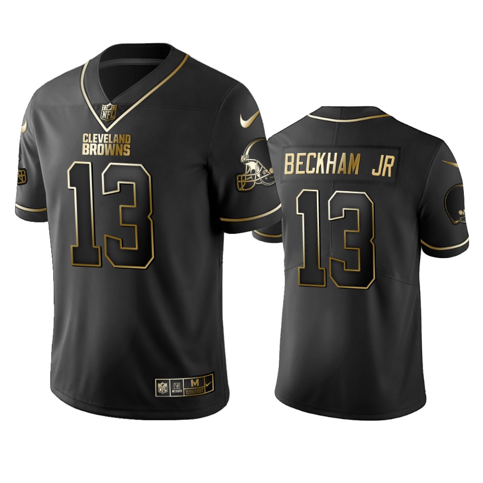 Browns #13 Odell Beckham Jr Men's Stitched NFL Vapor Untouchable Limited Black Golden Jersey Browns #13 Odell Beckham Jr Men's Stitched NFL Vapor Untouchable Limited Black Golden Jersey