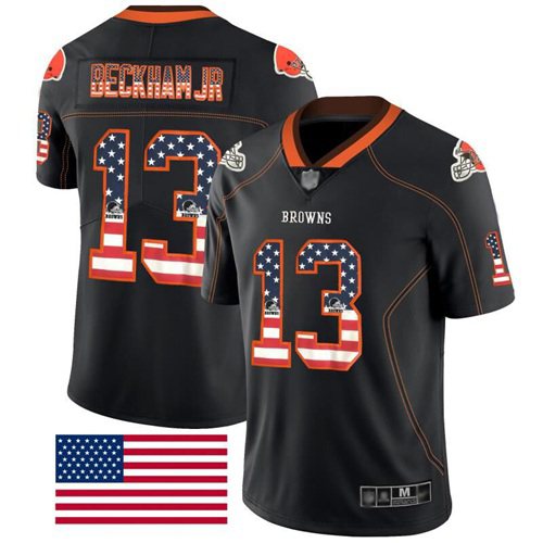 Nike Browns #13 Odell Beckham Jr Black Men's Stitched NFL Limited Rush USA Flag Jersey Nike Browns #13 Odell Beckham Jr Black Men's Stitched NFL Limited Rush USA Flag Jersey