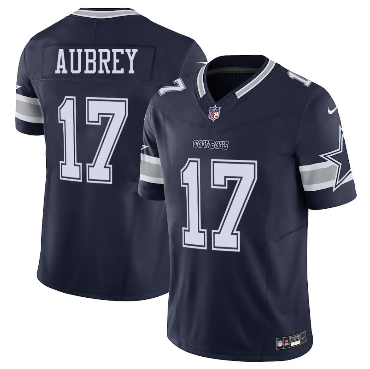 Men's Dallas Cowboys #17 Brandon Aubrey Navy 2025 F.U.S.E Vapor Untouchable Limited Stitched Football Jersey Men's Dallas Cowboys #17 Brandon Aubrey Navy 2025 F.U.S.E Vapor Untouchable Limited Stitched Football Jersey