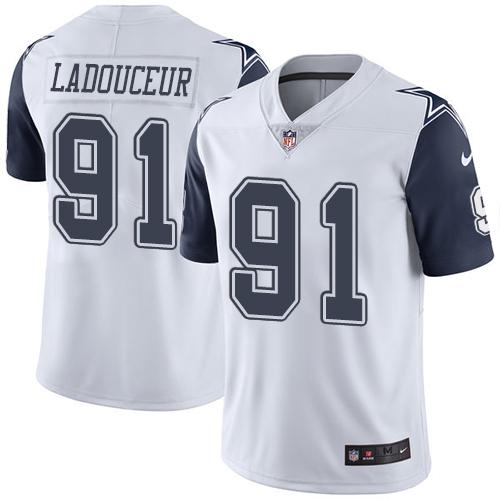 Nike Cowboys #91 L. P. Ladouceur White Men's Stitched NFL Limited Rush Jersey Nike Cowboys #91 L. P. Ladouceur White Men's Stitched NFL Limited Rush Jersey
