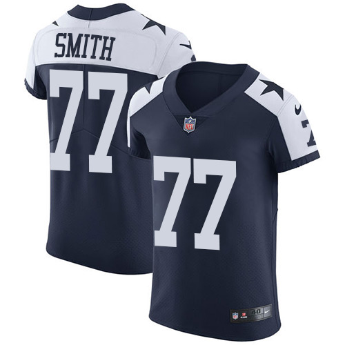 Nike Cowboys #77 Tyron Smith Navy Blue Thanksgiving Men's Stitched NFL Vapor Untouchable Throwback Elite Jersey Nike Cowboys #77 Tyron Smith Navy Blue Thanksgiving Men's Stitched NFL Vapor Untouchable Throwback Elite Jersey