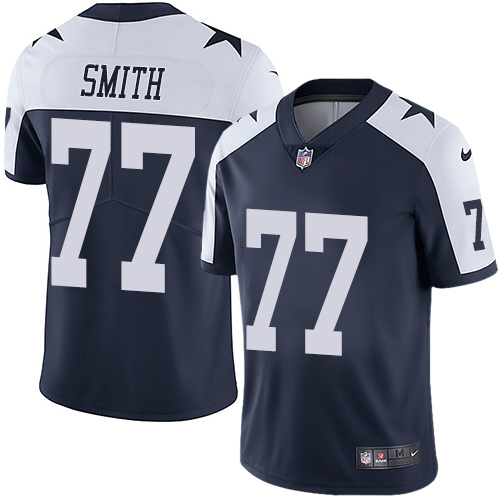 Nike Cowboys #77 Tyron Smith Navy Blue Thanksgiving Men's Stitched NFL Vapor Untouchable Limited Throwback Jersey Nike Cowboys #77 Tyron Smith Navy Blue Thanksgiving Men's Stitched NFL Vapor Untouchable Limited Throwback Jersey