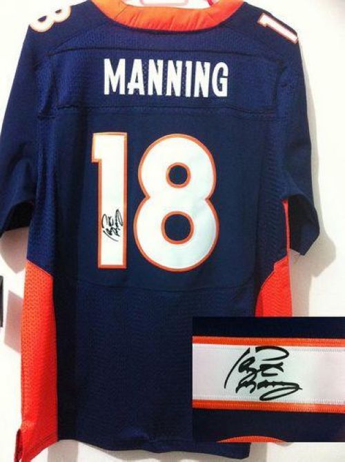 Nike Broncos #18 Peyton Manning Navy Blue Alternate Men's Stitched NFL Elite Autographed Jersey Nike Broncos #18 Peyton Manning Navy Blue Alternate Men's Stitched NFL Elite Autographed Jersey