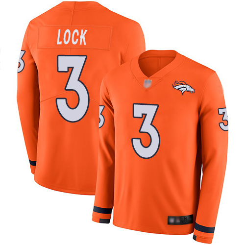 Nike Broncos #3 Drew Lock Orange Team Color Men's Stitched NFL Limited Therma Long Sleeve Jersey Nike Broncos #3 Drew Lock Orange Team Color Men's Stitched NFL Limited Therma Long Sleeve Jersey