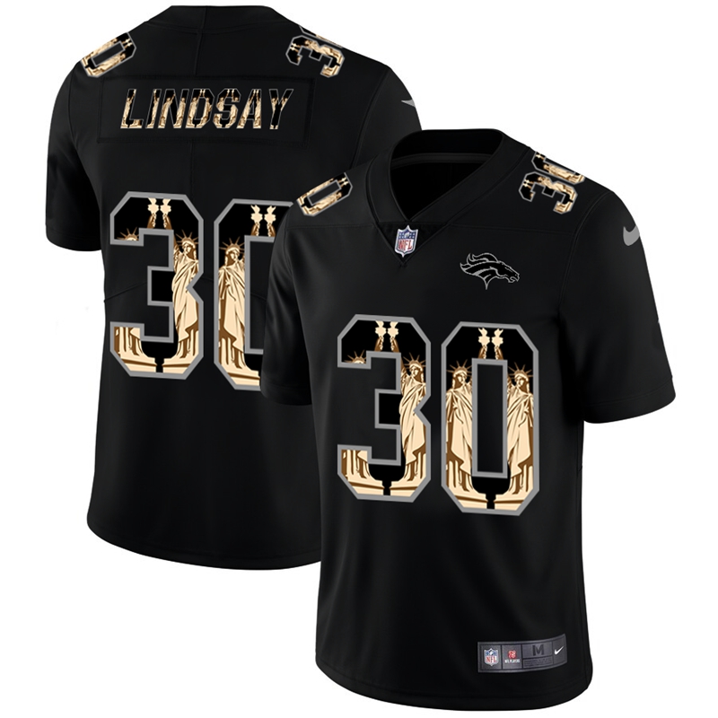 Denver Broncos #30 Phillip Lindsay Carbon Black Vapor Statue Of Liberty Limited NFL Jersey Denver Broncos #30 Phillip Lindsay Carbon Black Vapor Statue Of Liberty Limited NFL Jersey