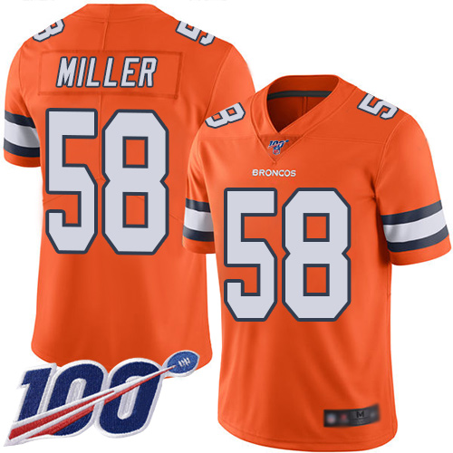 Nike Broncos #58 Von Miller Orange Men's Stitched NFL Limited Rush 100th Season Jersey Nike Broncos #58 Von Miller Orange Men's Stitched NFL Limited Rush 100th Season Jersey