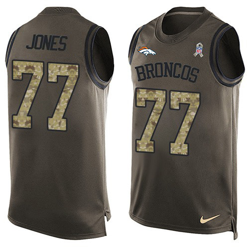 Nike Broncos #77 Sam Jones Green Men's Stitched NFL Limited Salute To Service Tank Top Jersey Nike Broncos #77 Sam Jones Green Men's Stitched NFL Limited Salute To Service Tank Top Jersey