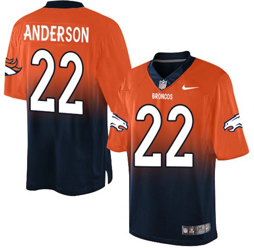 Nike Broncos #22 C.J. Anderson Orange/Navy Blue Men's Stitched NFL Elite Fadeaway Fashion Jersey Nike Broncos #22 C.J. Anderson Orange/Navy Blue Men's Stitched NFL Elite Fadeaway Fashion Jersey