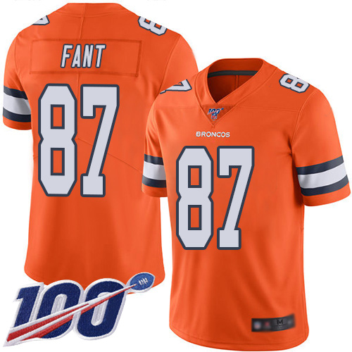 Nike Broncos #87 Noah Fant Orange Men's Stitched NFL Limited Rush 100th Season Jersey Nike Broncos #87 Noah Fant Orange Men's Stitched NFL Limited Rush 100th Season Jersey