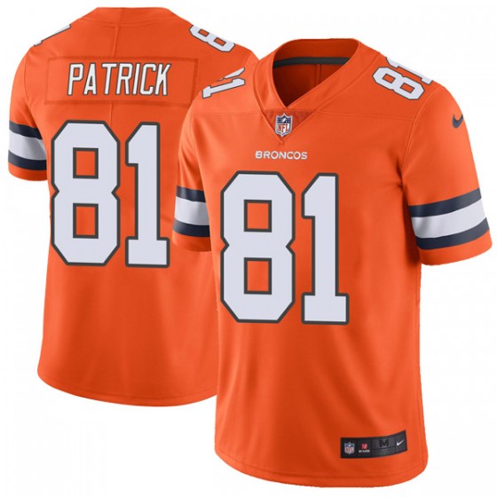 Nike Broncos #81 Tim Patrick Orange Men's Stitched NFL Limited Rush Jersey Nike Broncos #81 Tim Patrick Orange Men's Stitched NFL Limited Rush Jersey
