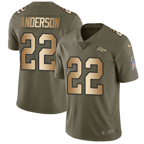 Nike Broncos #22 C.J. Anderson Olive/Gold Men's Stitched NFL Limited 2017 Salute To Service Jersey Nike Broncos #22 C.J. Anderson Olive/Gold Men's Stitched NFL Limited 2017 Salute To Service Jersey