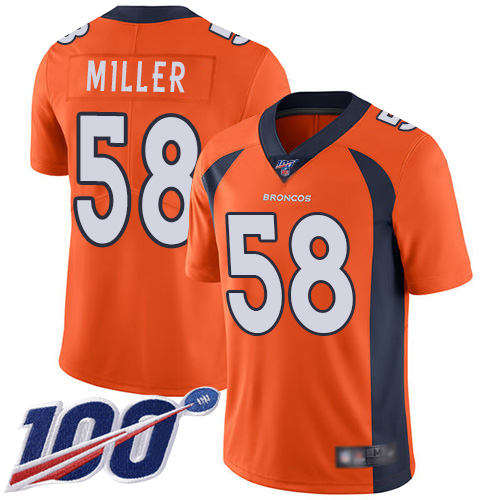 Nike Broncos #58 Von Miller Orange Team Color Men's Stitched NFL 100th Season Vapor Limited Jersey Nike Broncos #58 Von Miller Orange Team Color Men's Stitched NFL 100th Season Vapor Limited Jersey