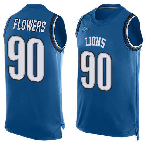 Nike Lions #90 Trey Flowers Blue Team Color Men's Stitched NFL Limited Tank Top Jersey Nike Lions #90 Trey Flowers Blue Team Color Men's Stitched NFL Limited Tank Top Jersey