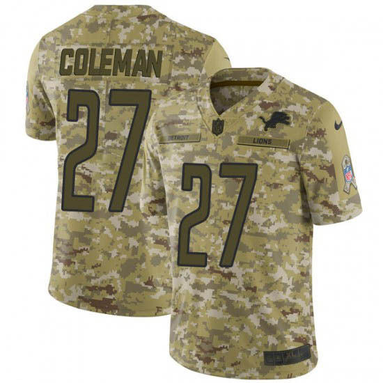 Nike Lions #27 Justin Coleman Camo Men's Stitched NFL Limited 2018 Salute To Service Jersey Nike Lions #27 Justin Coleman Camo Men's Stitched NFL Limited 2018 Salute To Service Jersey