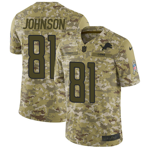Nike Lions #81 Calvin Johnson Camo Men's Stitched NFL Limited 2018 Salute To Service Jersey Nike Lions #81 Calvin Johnson Camo Men's Stitched NFL Limited 2018 Salute To Service Jersey
