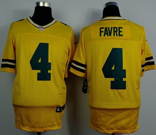 Nike Packers #4 Brett Favre Yellow Alternate Men's Stitched NFL Elite Jersey Nike Packers #4 Brett Favre Yellow Alternate Men's Stitched NFL Elite Jersey