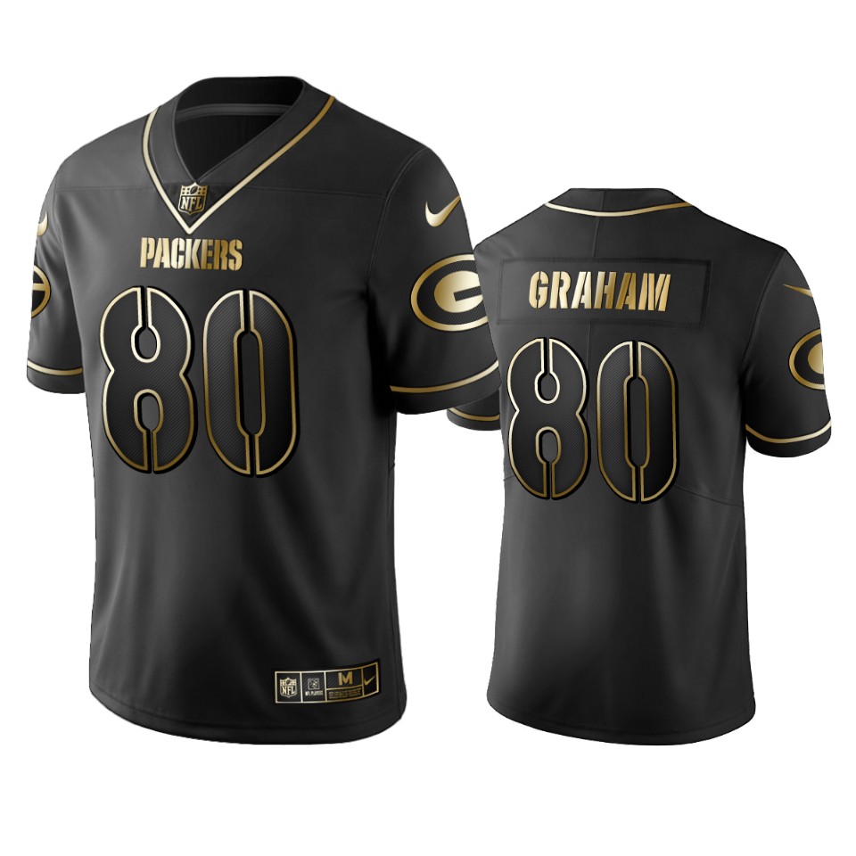 Packers #80 Jimmy Graham Men's Stitched NFL Vapor Untouchable Limited Black Golden Jersey Packers #80 Jimmy Graham Men's Stitched NFL Vapor Untouchable Limited Black Golden Jersey