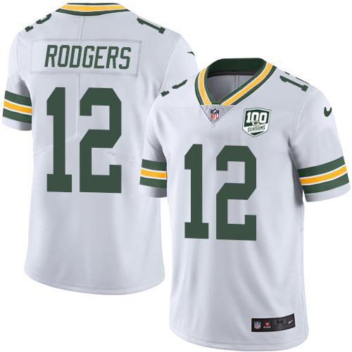 Nike Packers #12 Aaron Rodgers White Men's 100th Season Stitched NFL Vapor Untouchable Limited Jersey Nike Packers #12 Aaron Rodgers White Men's 100th Season Stitched NFL Vapor Untouchable Limited Jersey