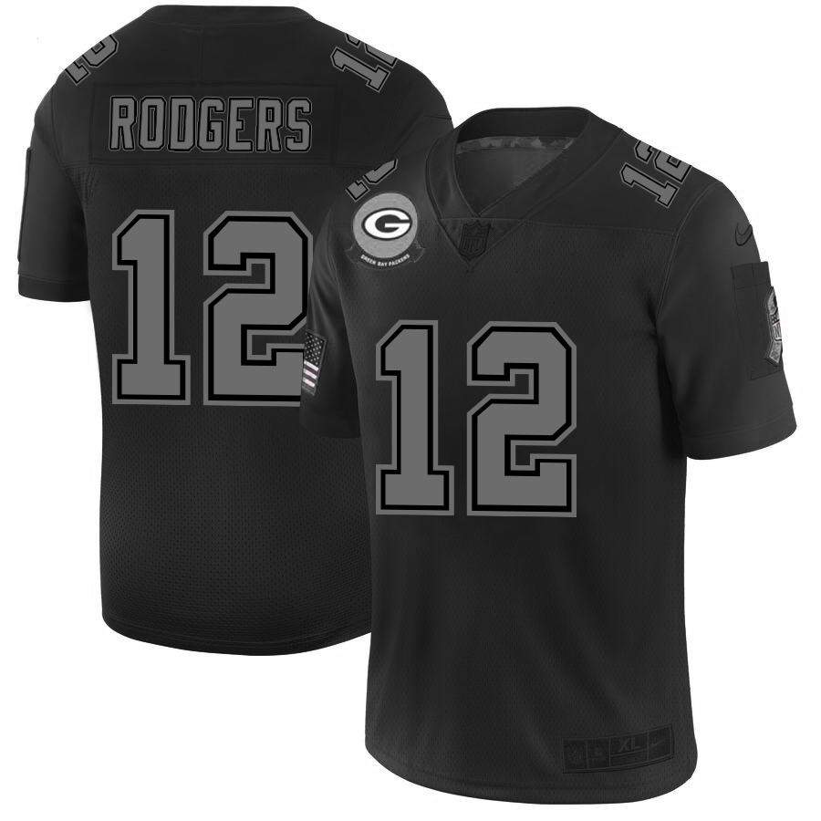 Green Bay Packers #12 Aaron Rodgers Men's Nike Black 2019 Salute to Service Limited Stitched NFL Jersey Green Bay Packers #12 Aaron Rodgers Men's Nike Black 2019 Salute to Service Limited Stitched NFL Jersey