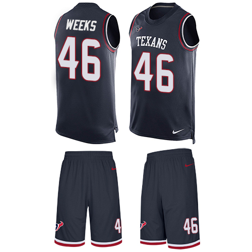 Nike Texans #46 Jon Weeks Navy Blue Team Color Men's Stitched NFL Limited Tank Top Suit Jersey Nike Texans #46 Jon Weeks Navy Blue Team Color Men's Stitched NFL Limited Tank Top Suit Jersey