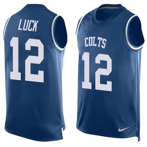 Nike Colts #12 Andrew Luck Royal Blue Team Color Men's Stitched NFL Limited Tank Top Jersey Nike Colts #12 Andrew Luck Royal Blue Team Color Men's Stitched NFL Limited Tank Top Jersey