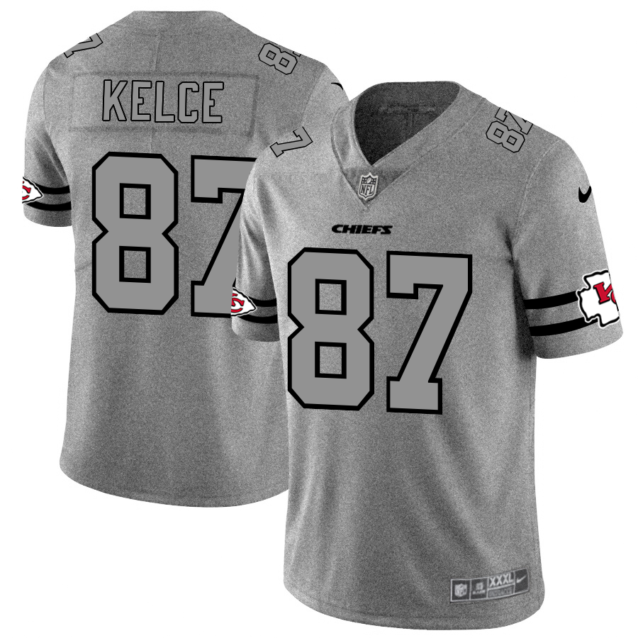 Kansas City Chiefs #87 Travis Kelce Men's Nike Gray Gridiron II Vapor Untouchable Limited NFL Jersey Kansas City Chiefs #87 Travis Kelce Men's Nike Gray Gridiron II Vapor Untouchable Limited NFL Jersey