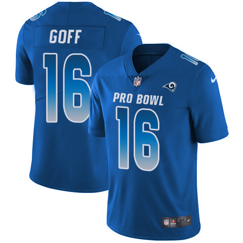 Nike Rams #16 Jared Goff Royal Men's Stitched NFL Limited NFC 2019 Pro Bowl Jersey Nike Rams #16 Jared Goff Royal Men's Stitched NFL Limited NFC 2019 Pro Bowl Jersey