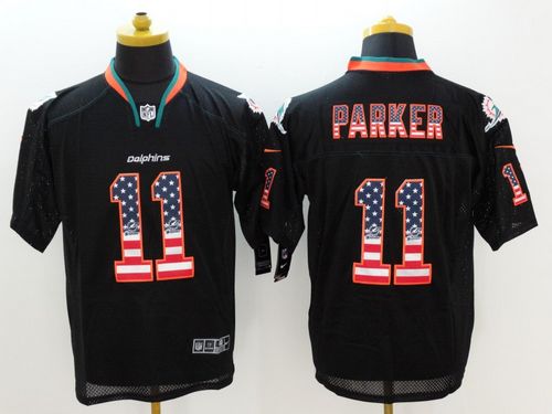Nike Dolphins #11 DeVante Parker Black Men's Stitched NFL Elite USA Flag Fashion Jersey Nike Dolphins #11 DeVante Parker Black Men's Stitched NFL Elite USA Flag Fashion Jersey