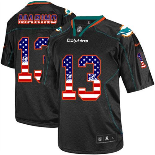 Nike Dolphins #13 Dan Marino Black Men's Stitched NFL Elite USA Flag Fashion Jersey Nike Dolphins #13 Dan Marino Black Men's Stitched NFL Elite USA Flag Fashion Jersey