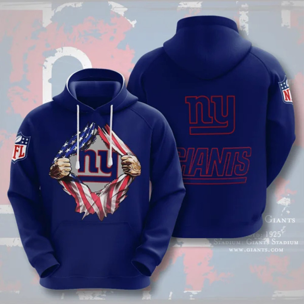 Men's New York Giants Blue NFL 3D Trending T-Shirt Hoodie Men's New York Giants Blue NFL 3D Trending T-Shirt Hoodie