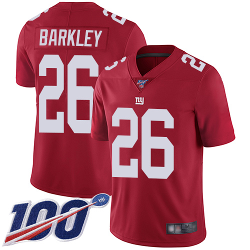 Nike Giants #26 Saquon Barkley Red Alternate Men's Stitched NFL 100th Season Vapor Limited Jersey Nike Giants #26 Saquon Barkley Red Alternate Men's Stitched NFL 100th Season Vapor Limited Jersey